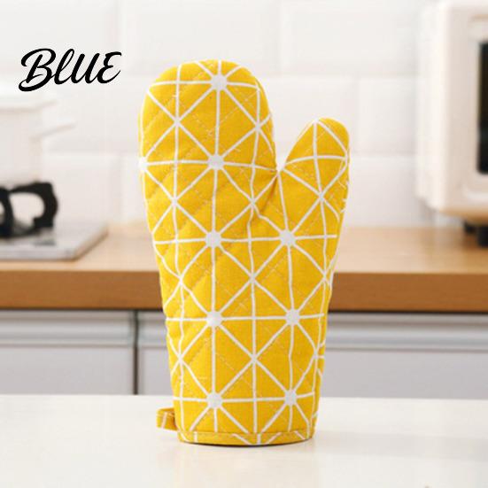 Silicone Lined Oven for Baking Heat Thick Resistant Gloves 2Pcs Cotton Mitts Grilling Multi-purpose Kitchen Microwave Non-Slip Hot Pots