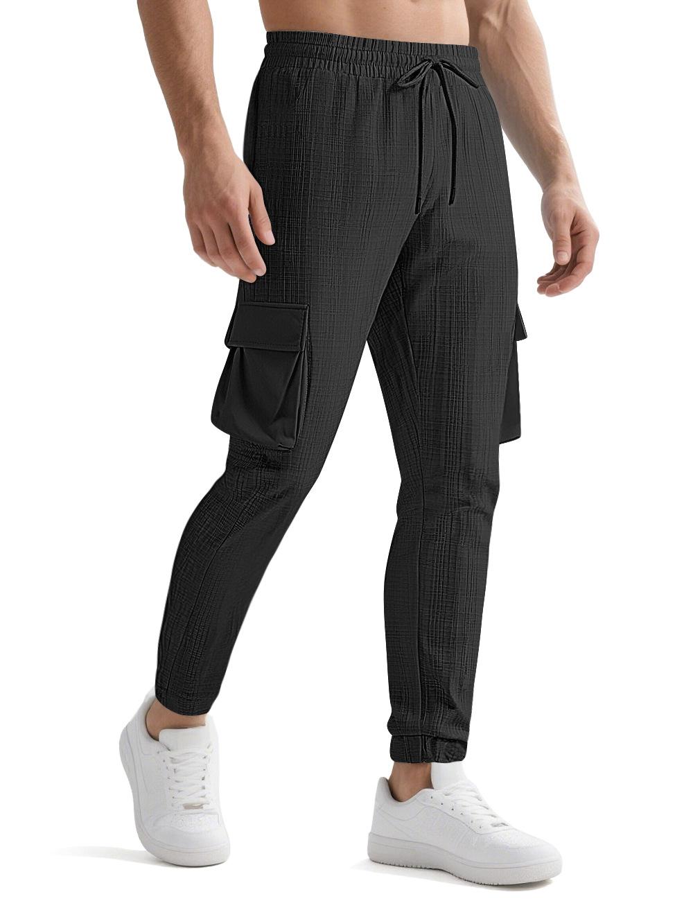 

New European and American Fashion Overalls Sports and Leisure Personalized Trend Drawstring Multi-pocket Trousers Men S чёрный