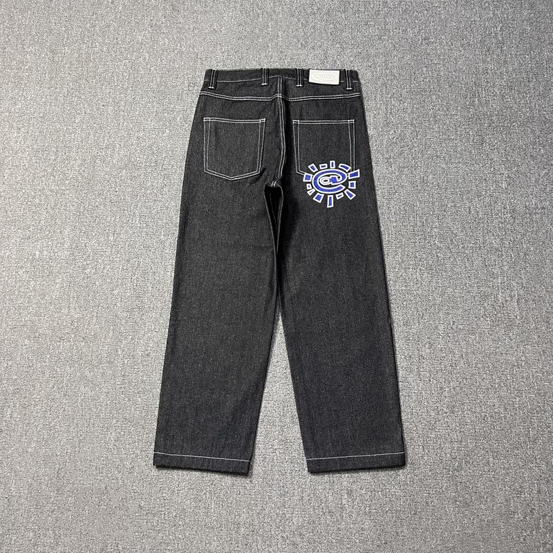 RogueWave New Jeans Kiváló Minőségű Nyomtatott Hímzés Egyenes Szabású Farmer Fekete Nadrág Férfi Farmer Nyomtatás Trend Street Wear Farmer Férfi