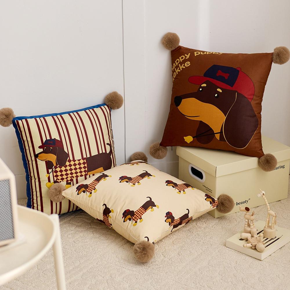 Dachshund Dog Couch Pillow Lumbar Support Cushion with Insert Cartoon Versatile for Living Room Bedroom Decor