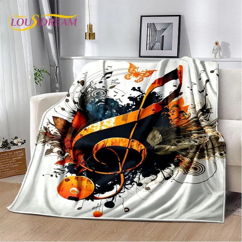 Colorful Music Score Cartoon Throw Blanket Soft Cozy Blanket for Bedroom Sofa Picnic Travel Office or Childs Room  Home Textiles