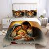 Set of 3 Nativity Scene Featuring The Holy Family, Christmas-Themed Duvet Cover And Pillowcase, with a Radiant Design