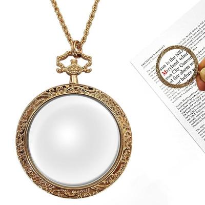Portable 10X Magnification Magnifying Glass 40mm Diameter Lens Vintage Chain Optical Magnifier Magnifier Reading Assistance