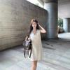 Simple white V-neck sleeveless vest dress women's clothing summer loose and thin A-shaped skirt age-reducing small short skirt