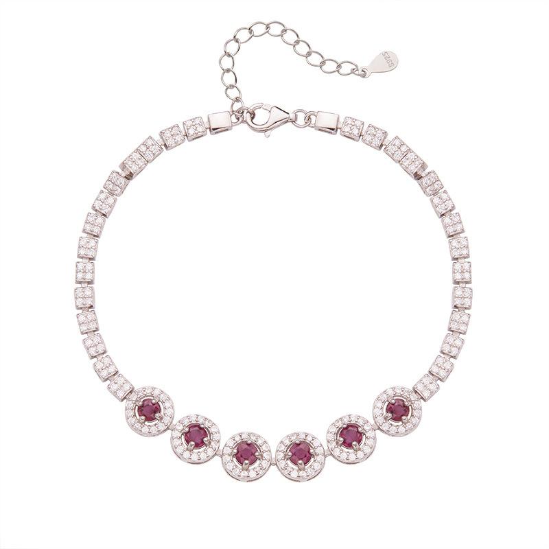 Bracciale Zaffiro Colore Rubino Naturale da Donna Argento S925 Colore Gioielli Tesoro