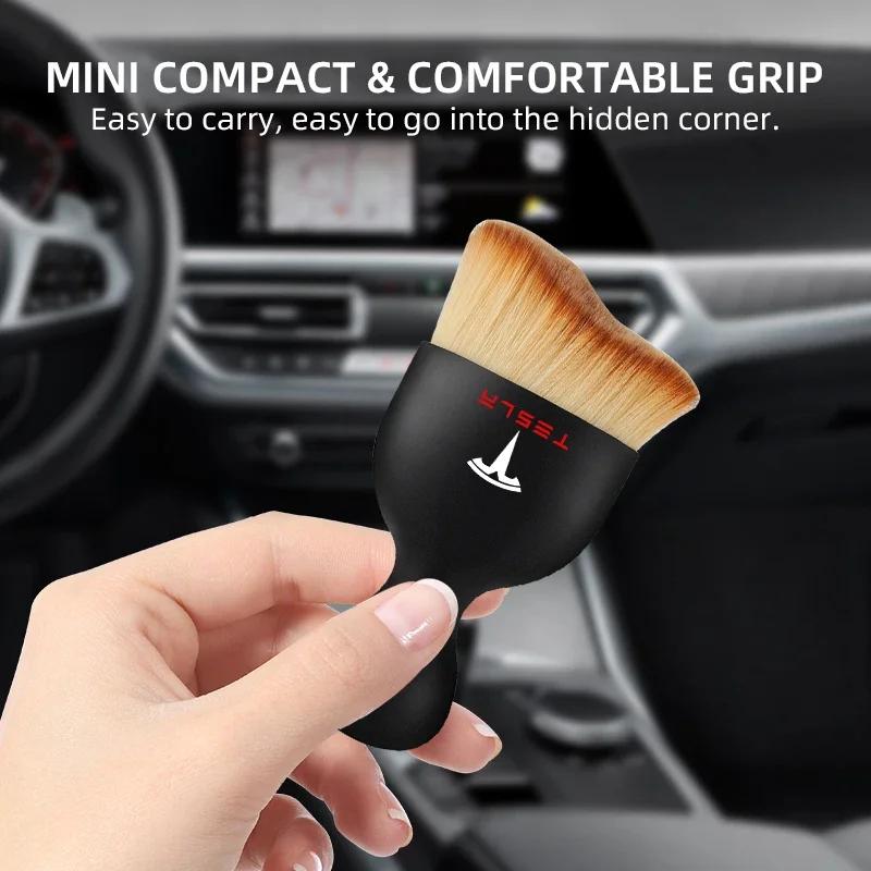 Car Sticker 2025 New Tesla Car Interior Cleaning Soft Brush Tool Dust Remover For Tesla Model 3 S X Y Roadster Bonina Coil Acces