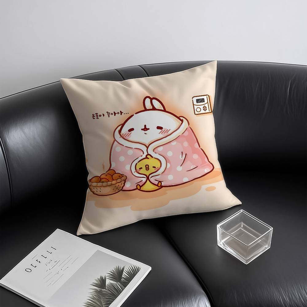 Niedlicher M-Molang Kissenbezug Anti-Hausstaubmilben Unsichtbarer Reißverschluss Sofa Bett