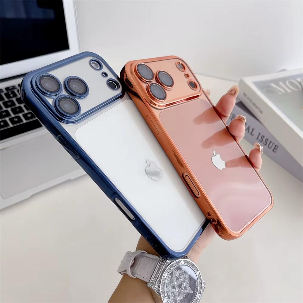 Gjennomsiktig Galvanisert Telefondeksel For iPhone 17 Air 16 15 Plus 14 Pro Max 13 12 Mini Mykt TPU-deksel med Beskyttelsesfilm for Linse