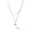 Star Pendant Slim Double Chain Layered Necklace (C2601-AN996_SV)
