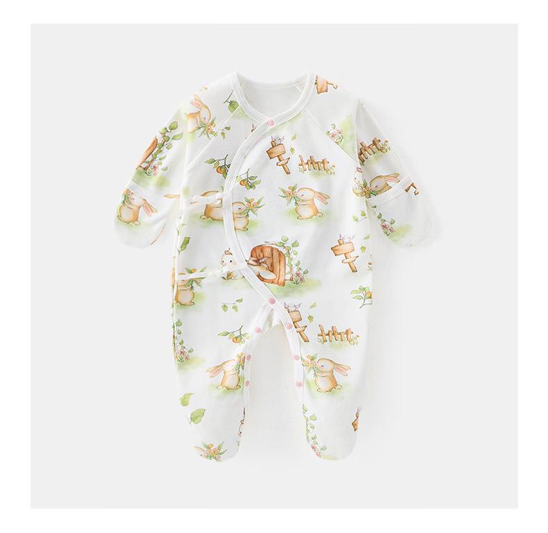 Pure Cotton Baby Bodysuit with Hand and Foot Covers, All-Season Newborn Romper, Baby Monk Outfit