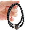 Wind 6mm Natural Black Agate Obsidian Multi-circle Design Bracelet Bracelet
