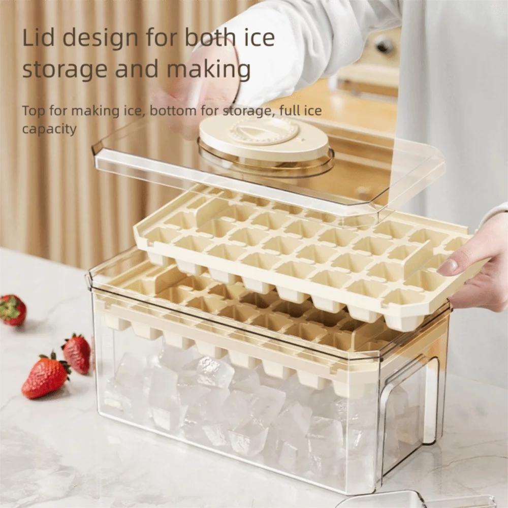 Household PP Ice Cube Tray 64 Grids with Lid Ice Bucket Large Capacity Easy To Use Ice Cube Mold Ice Maker