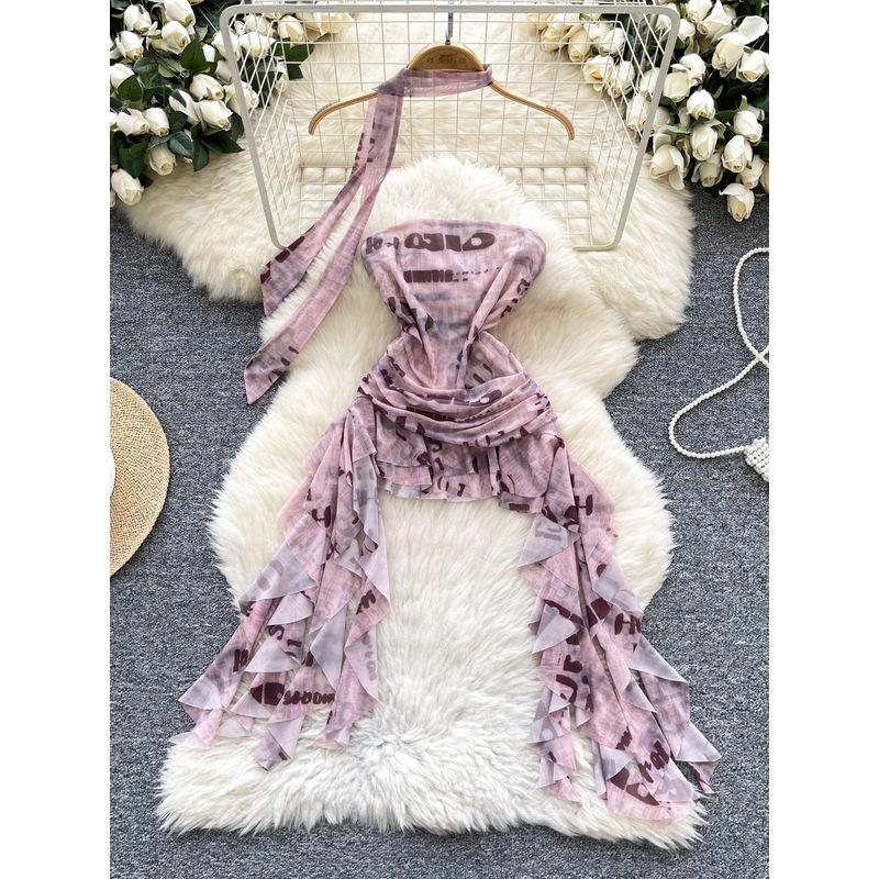 Cool Style Letter Tube Top Vest Women Summer New Ribbon Slim Fit Chic Niche Beautiful Fried Street Pure Desire Top