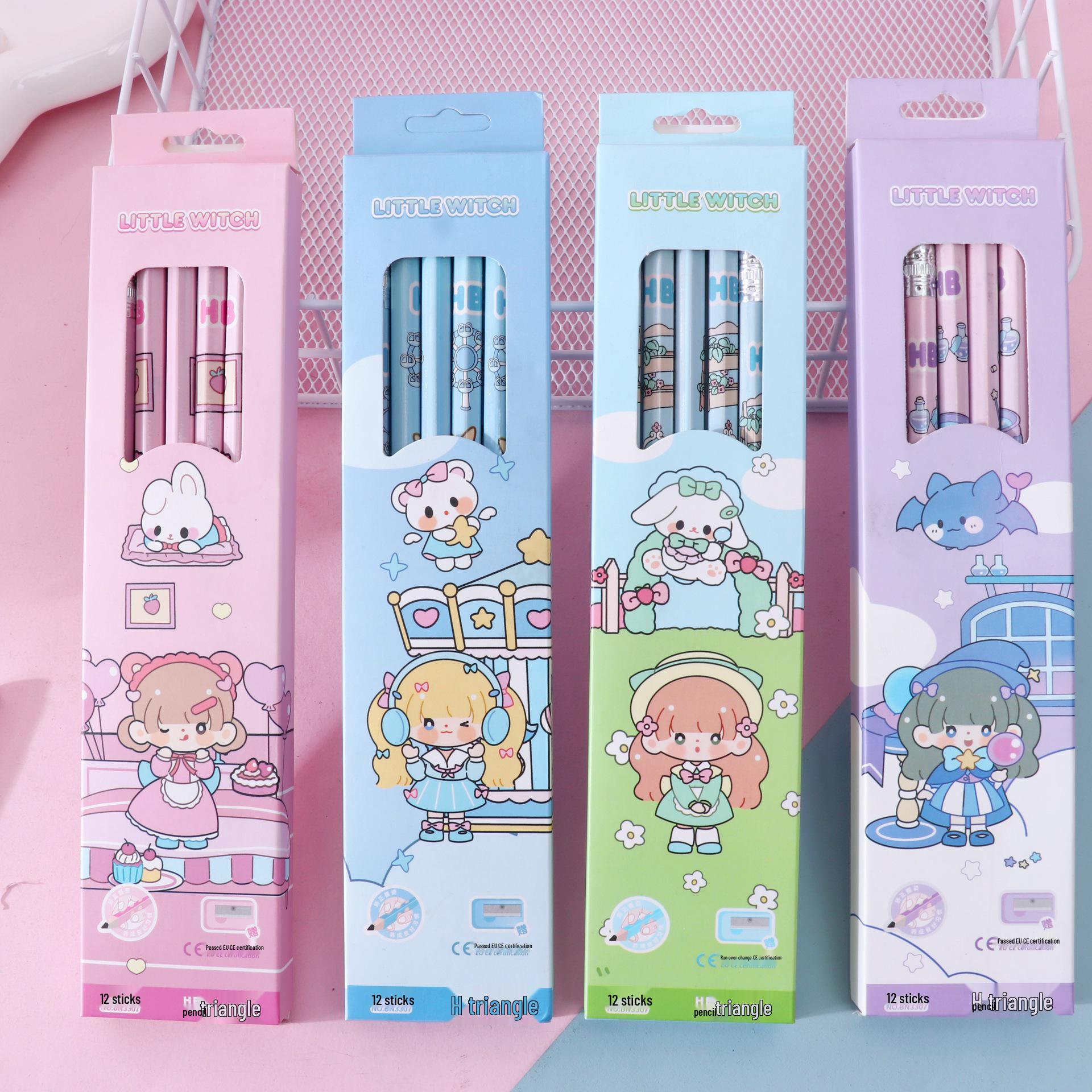 

Набор мультяшных карандашей 2B «Русалочка» для детей - 12 милых цветных карандашей в коробке, идеально подходит для практики письма в начальной школе HB