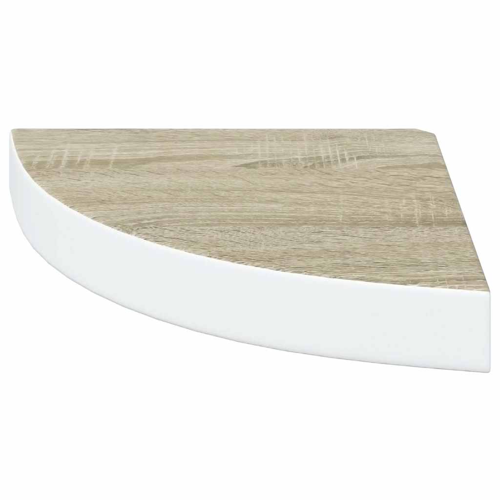 Corner Floating Shelf in Oak and White Finish 25 x 25 x 3.8 cm MDF