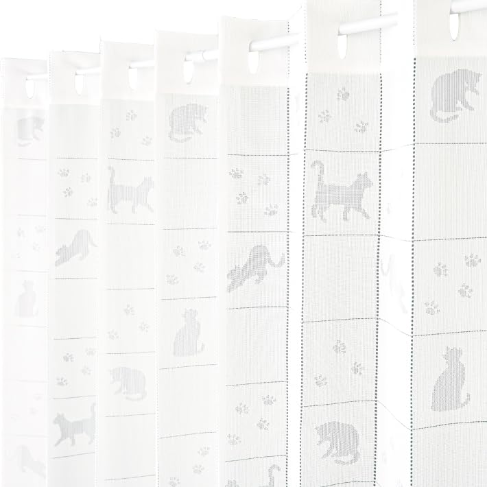 Accordion Curtains with a Cat 250cm x 150cm x Room Divider Long Cute Cat Long Tension Folding Privacy Living Heat UV Air Made in Japan Pattern, 250cm,