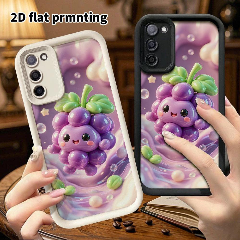 Phone Case: 2D flat, fits Samsung Galaxy A34 A35 M05 M06 S20 S22 S21 FE Plus 5G, purple grape cartoon character, perfect Christmas and Halloween holid