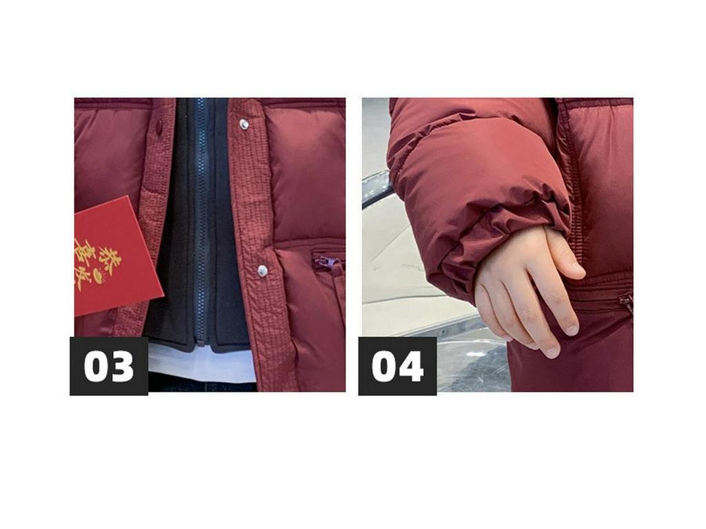 Boys' Red Winter Two-in-One Thickened Cotton Jacket