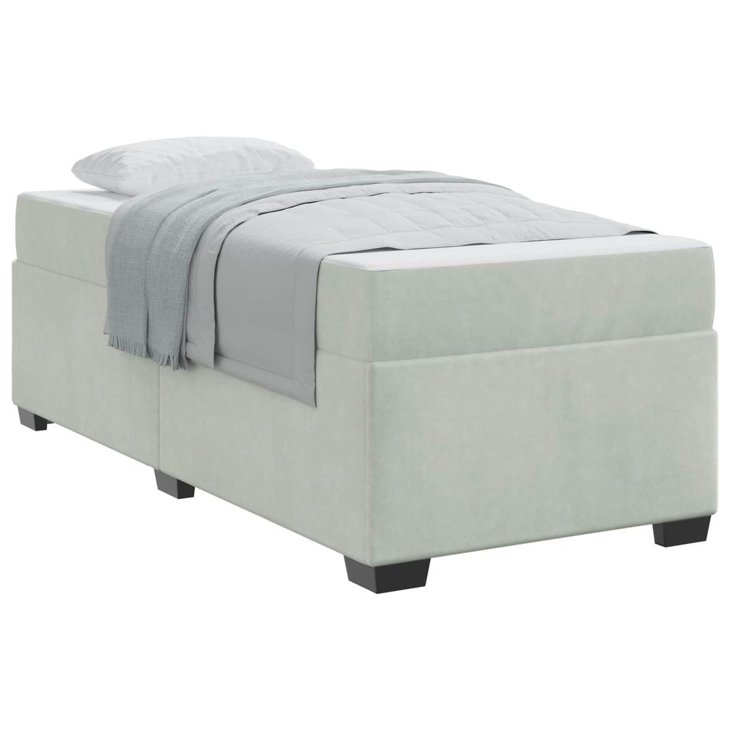 Bed Frame with Mattress Light Grey 90 x 200 cm Fabric