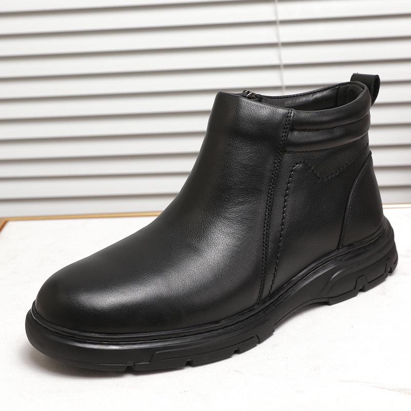 

Мужские зимние ботинки из натуральной кожи с овчиной и мехом 2024 года – удобная, теплая, повседневная обувь из хлопка 41