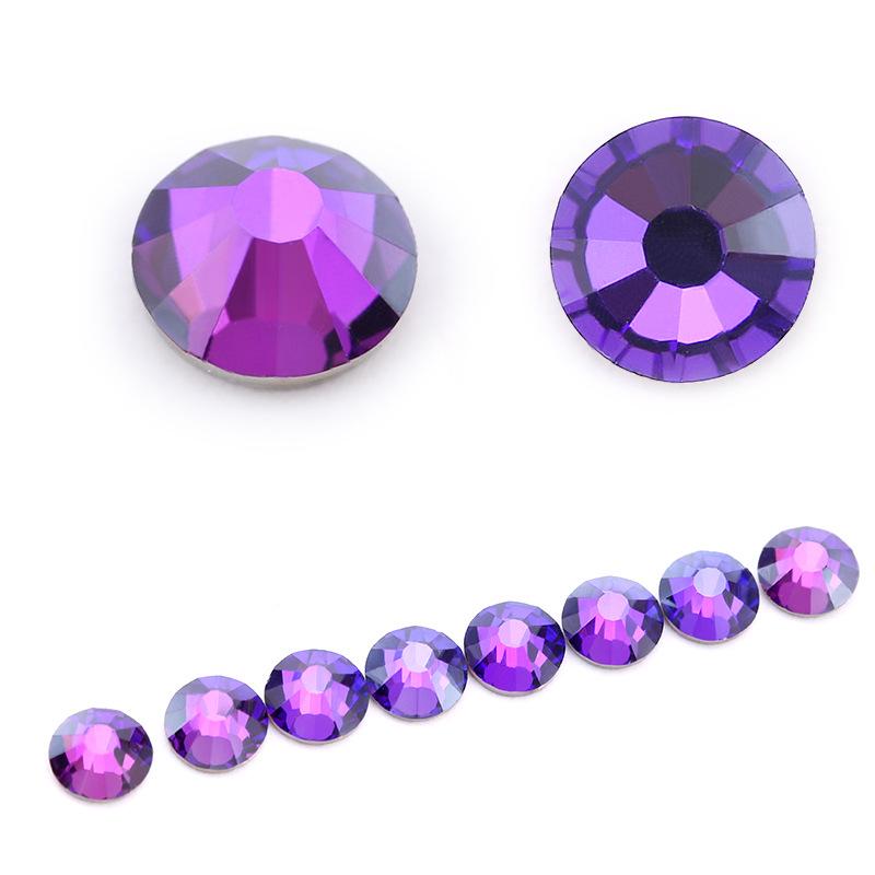 New Color Velvet Purple Electroplated Manicure Flat Bottom Rhinestone, Crystal Glass Drill Diy Manicure Nail Decorative Accessories