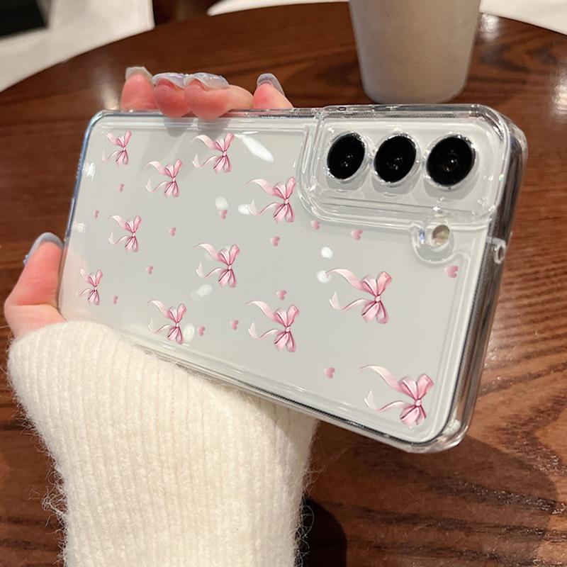 

Pink Bowknot Soft Case For Samsung Galaxy S25 Edge S26 S23 S22 Ultra Plus S25 S24 FE A57 A37 A17 A15 A55 A54 A36 A26 A16 Cover For Samsung Galaxy A14