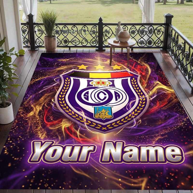 Custom Text Printed Rug Anderlecht FC Non Slip Floor Carpet For Home Room Decor