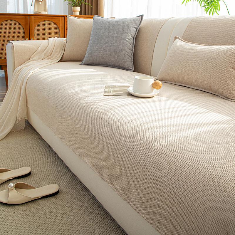 Imitation Cotton and Linen Sofa Cushion Solid Color Minimalist Slip Cushions Anti Wrinkle Wear-resistant Non Shrinking Couch Protection Pads