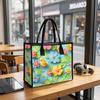 Cute Floral Chick Print Tote Bag Casual Lightweight Durable Shopping Handbag for Daily Outings