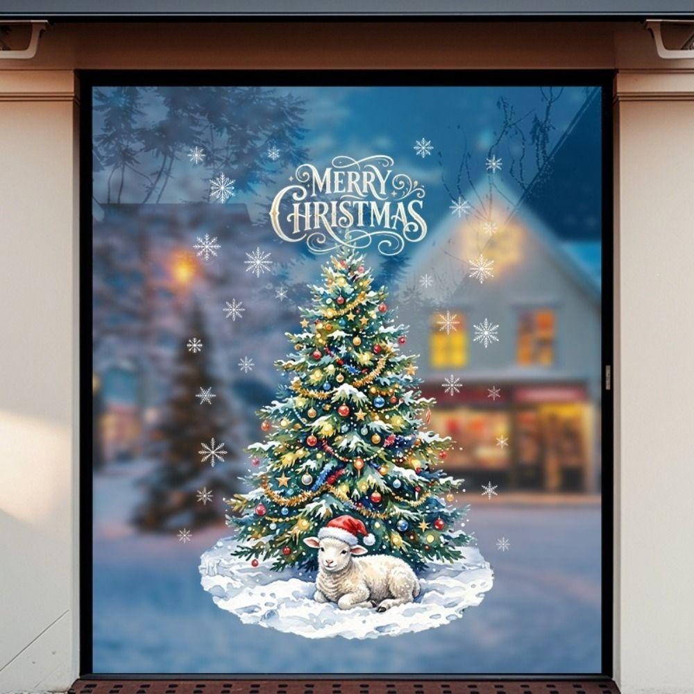 PVC Christmas Window Stickers Electrostatic Whole Sheet Xmas Wall Sticker Reusable Christmas Glass Window Stickers New Year