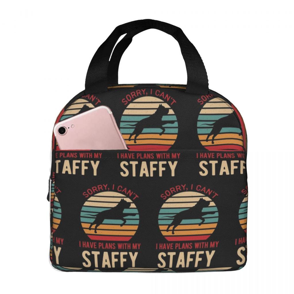 Lustige Staffordshire-Bullterrier-Hund-Isolierte Lunchtasche für Damen Kinder Auslaufsichere Lebensmittelboxen Thermische Lunchbox Tragetasche
