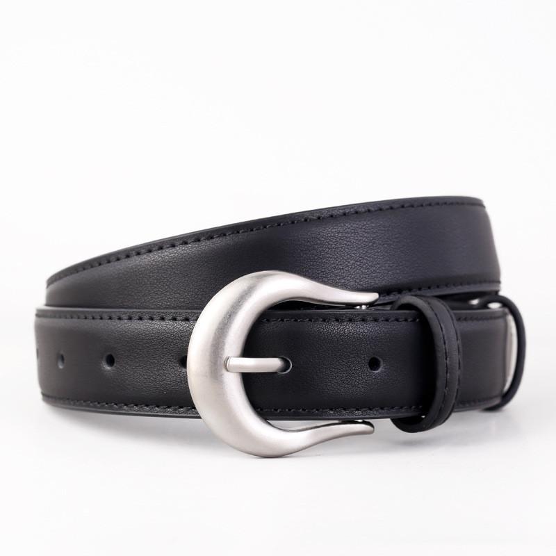 

Genuine Leather Womens Casual Belt With Alloy Buckle For Office Wear And Daily Use чёрный