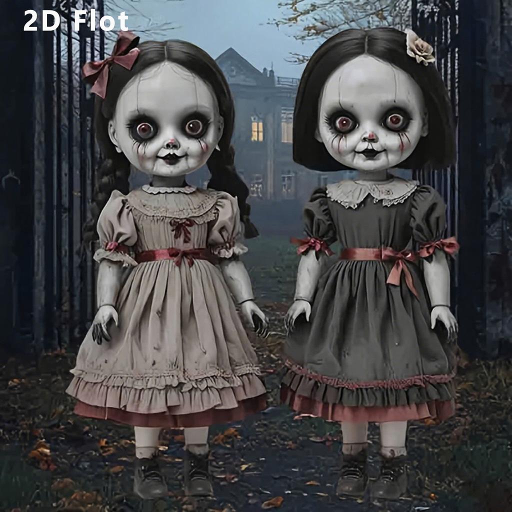 Set of 2 Halloween Garden Stakes featuring 2D Flat Creepy Boy Ghost Decorative Yard Stakes for Spooky Outdoor Decor