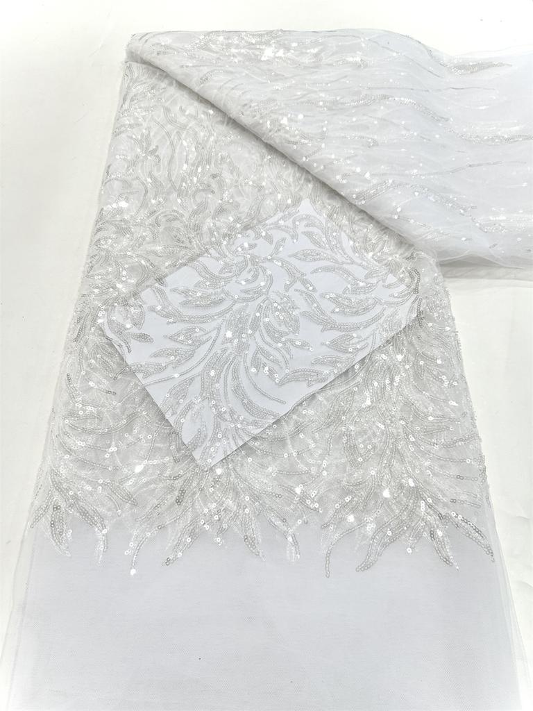 Wine Red African Beaded Lace Fabric Sequins Embroidery 2025 High Quality French Mesh Lace Fabrics for Women Designs Party Sewing