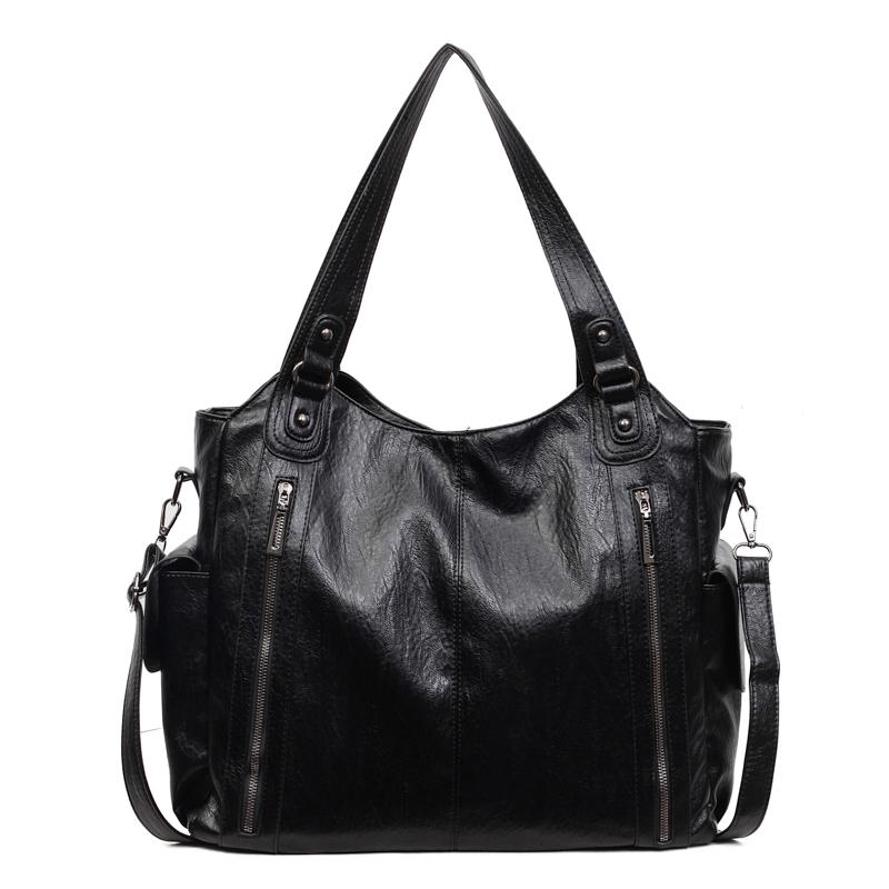 Faux Leather Tote Bag with Dual Zipper Pockets Adjustable Shoulder Strap Women's Everyday Fashion Handbag