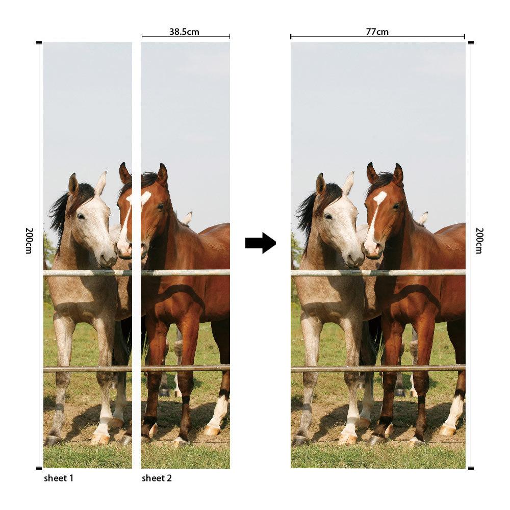 Meiji Creative Environmental Protection Stallion 3D Door Sticker Renovation Self-Adhesive Bedroom Wall Sticker Direct Sales Door Frame