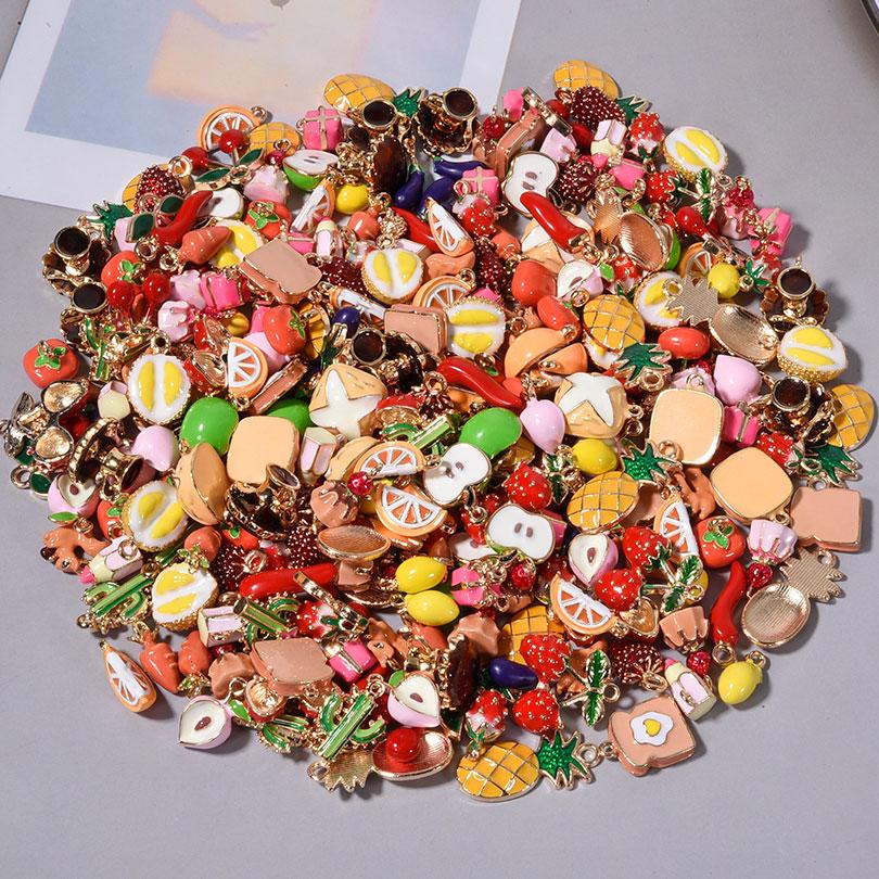 5/24pcs Cake Coffee Food Pendant Enamel Chilli/Strawberry/Cherry Charms For Jewelry Making Bulk DIY Bracelets Necklace Pendants