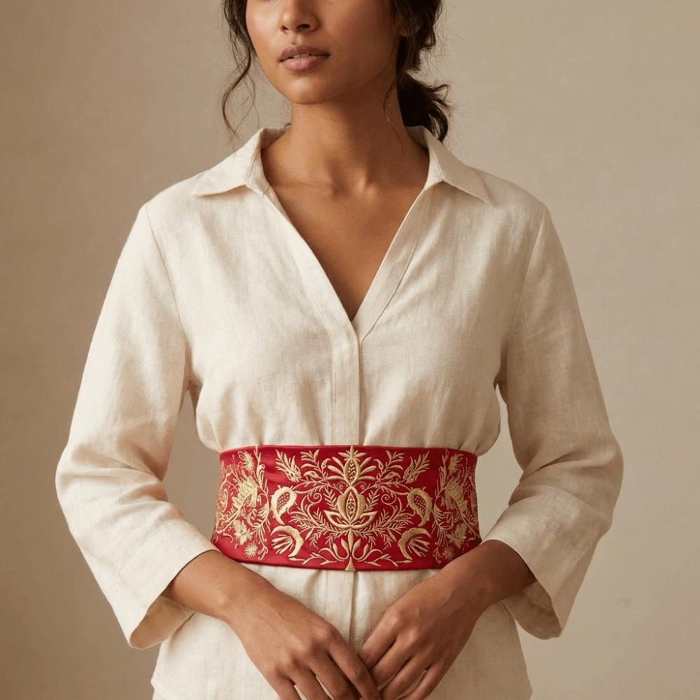 Soft Fabric Embroidery Corset Wide Style Ethnic Girdle Hanfu Waistband Girlfriend Gift