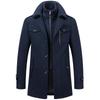 Men's Woolen Double Collar Business Overcoat - Autumn/Winter Style