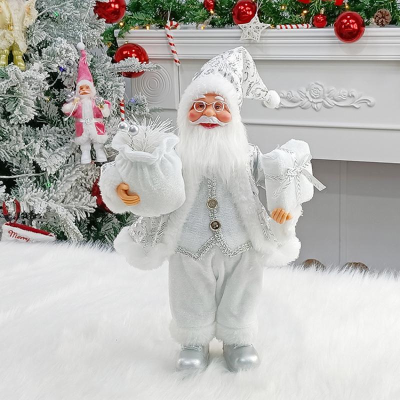 

New Santa Claus Plush Toy Christmas Decoration Standing Elder Children s Gift Ornament 12inch （17*10* 30cm ） срібний
