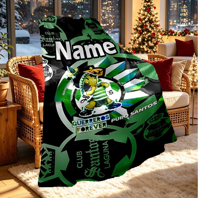 Custom Name Personalized Club Santos Laguna Print Blanket, Home Decor, Bedroom, Sofa, Camping, Couch, Gifts for Birthday Christmas