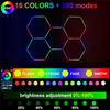 1-14 Holes RGB Hexagon Garage Light 110-265V Honeycomb LED Lights APP Control  Car Wash Repair Lamps Decor Ceiling Lighting