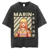 Hot Anime My Dress Up Darling Kitagawa Marin Printed Tshirt High Quality Washed Cotton T-shirts Harajuku Casual Tops Unisex