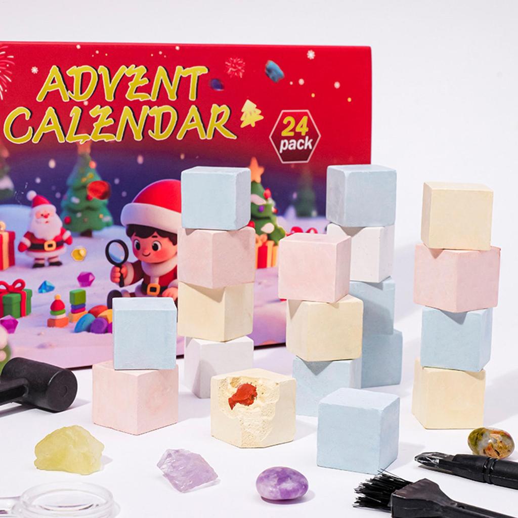 24-dagars Kristallen Julförväntningskalender Stenbrytningsäventyr Adventskalender för Barn Gåvor Julfestpresenter