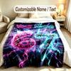 Neon Theme Custom Blanket Personalized Name & Text Customized Soft Warm Throw Blanket Home Decor