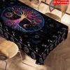 2D Flachdruck, 1 Stück Tischdecke im Bohemian-Stil, Strapazierfähige Polyester-Tischdecke, Lebensbaum-Tischdecke, Dekorationen mit Sonne, Mond und Sternen, Rechteckig T