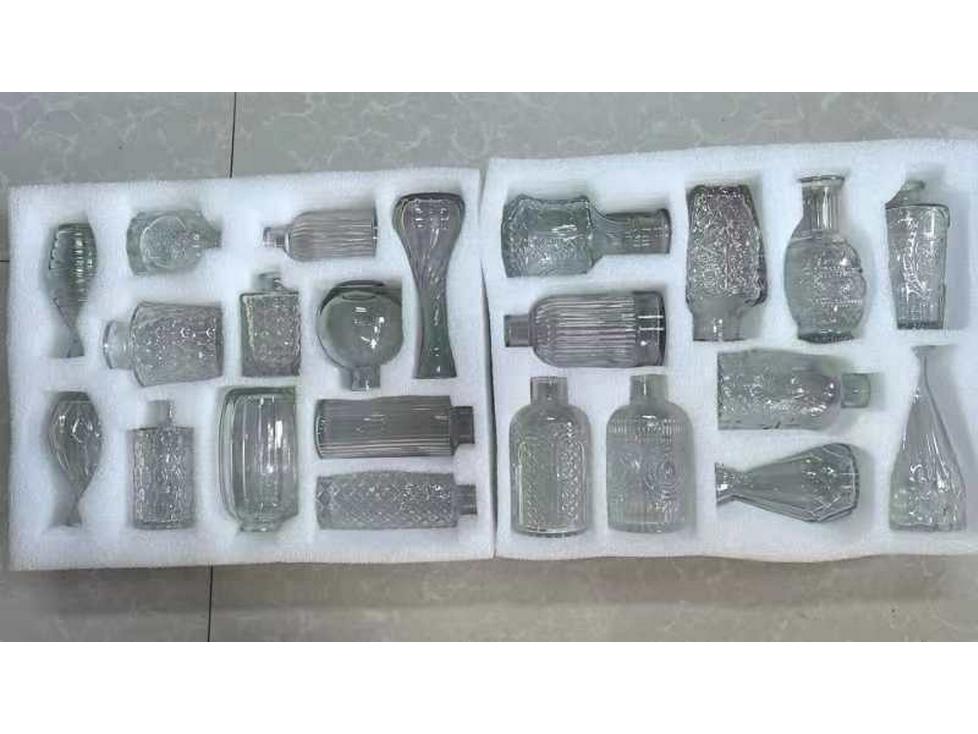 High-End Retro Glass Vase Set: Floor-Standing Transparent Ornaments In Soft Ins Style