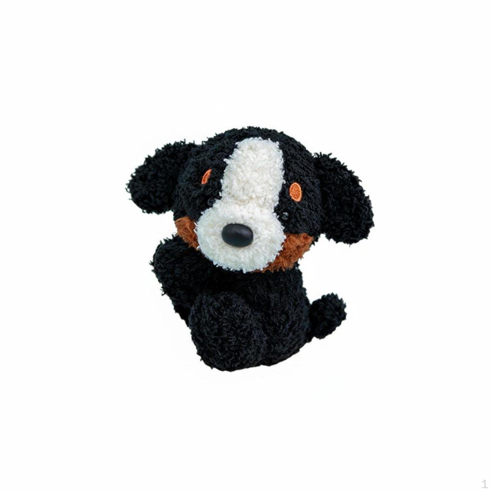 Miniature Dog Stuffed Toy Cute Soft Figurine Puppy Desk Companion for Office Workers, Black Bernese
