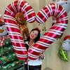 2-10PCS 84x39cm Large Red Christmas Candy Cane Foil Balloons, Xmas Walking Stick Candy Balloon For Xmas New Year Festival Decor