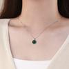 Green Bead Circular Necklace Geometric Retro Temperament Versatile Niche Personality Sweater Chain